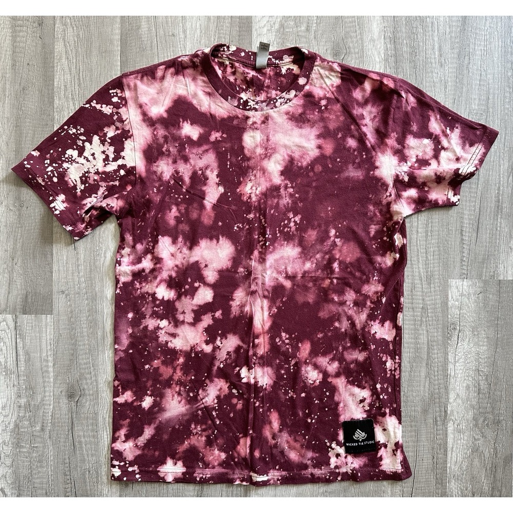 Wicked Tie Studio Reverse Tie Dye Maroon T-shirt Size Small Universe Women's